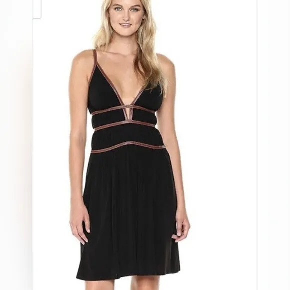 BCBG Maxazria Lillie Ribete Dress Size 6 Black &amp; Brown NWT
