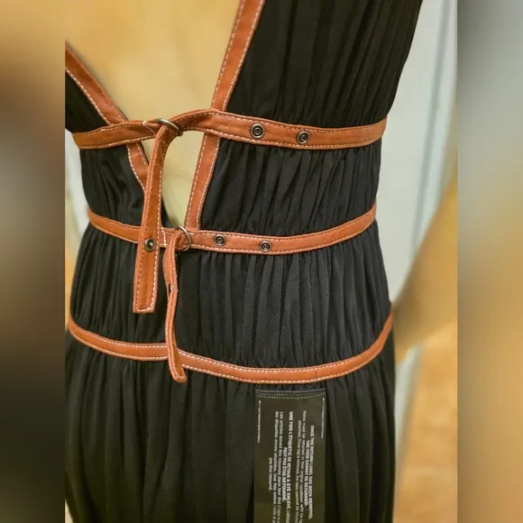 BCBG Maxazria Lillie Ribete Dress Size 6 Black &amp; Brown NWT