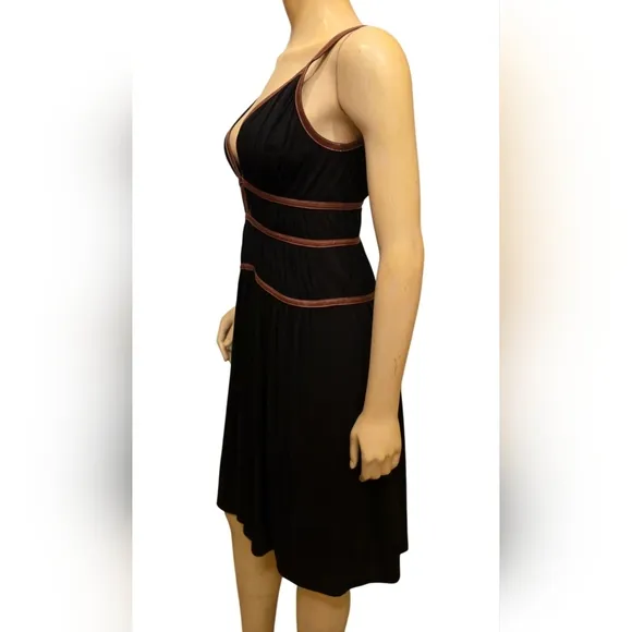 BCBG Maxazria Lillie Ribete Dress Size 6 Black &amp; Brown NWT