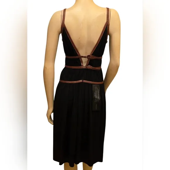BCBG Maxazria Lillie Ribete Dress Size 6 Black &amp; Brown NWT