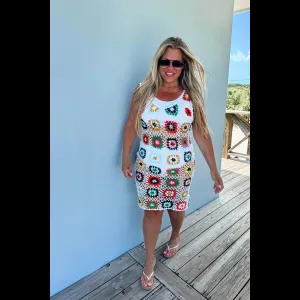 Beach Babe Crochet Dress in White With Free Cami Tank Slip