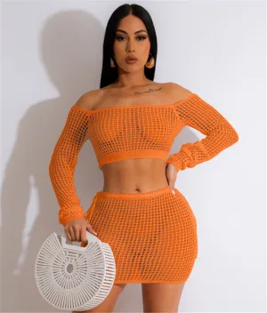 Beachwear Knitted Crochet Cover Ups 2 Piece Sets