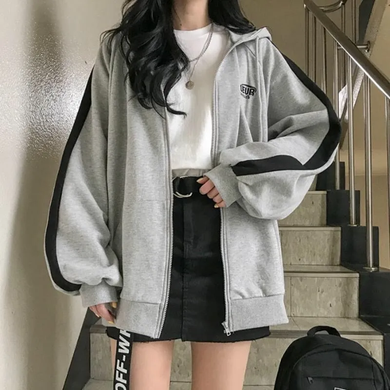 BerryBetty - Oversized Hoodies Women Casual Long Sleeve Loose Sweatshirts Female Harajuku Street Boyfriend Style Sweatshirt Fleece Clothes