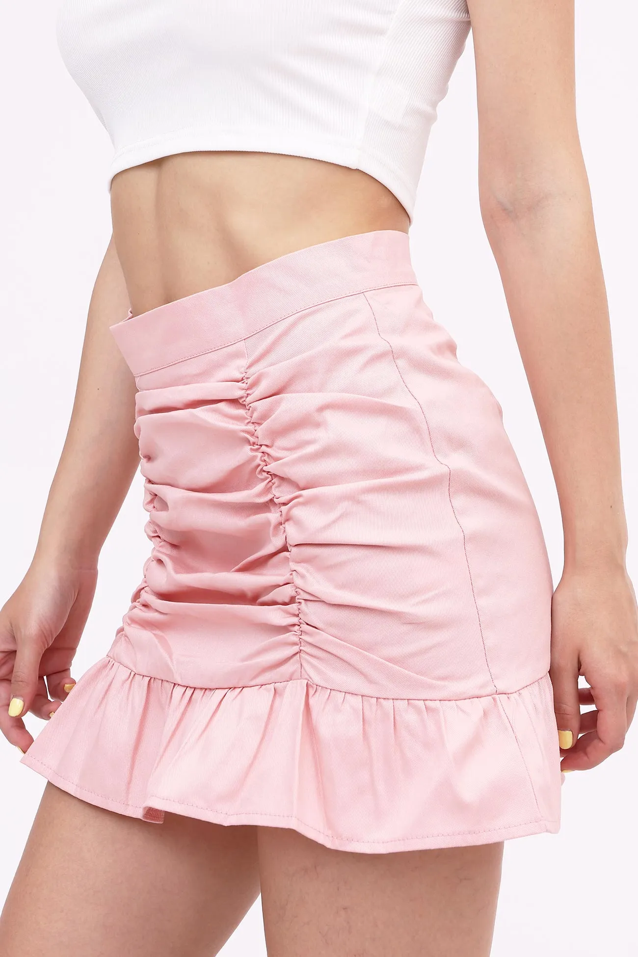 BerryBetty - Solid Pleated Ruffled Skirt