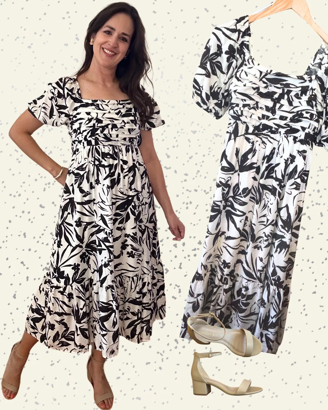 Bethany Midi Dress | Black   Cream