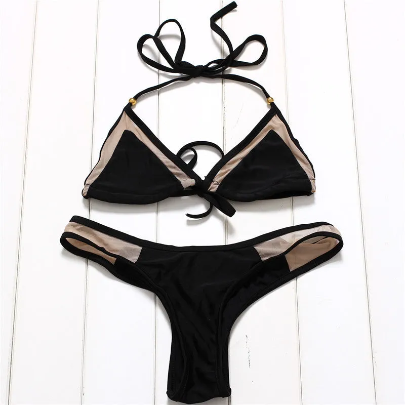 Bikini Set Splicing Push Up Swimsuit Brazilian Women Biquini Swimwear Mesh Bathing Suits Maillot de Bain
