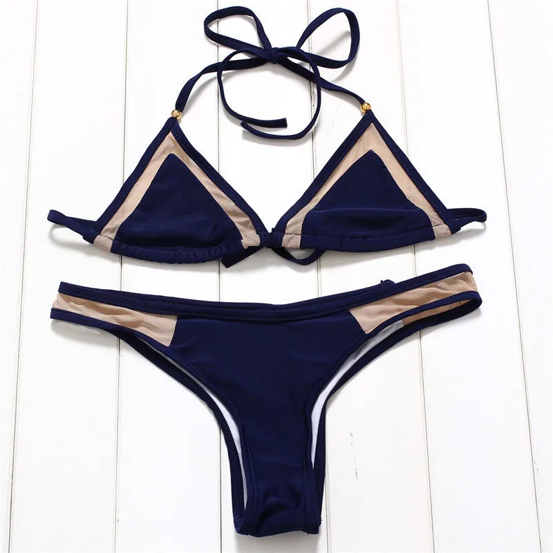 Bikini Set Splicing Push Up Swimsuit Brazilian Women Biquini Swimwear Mesh Bathing Suits Maillot de Bain