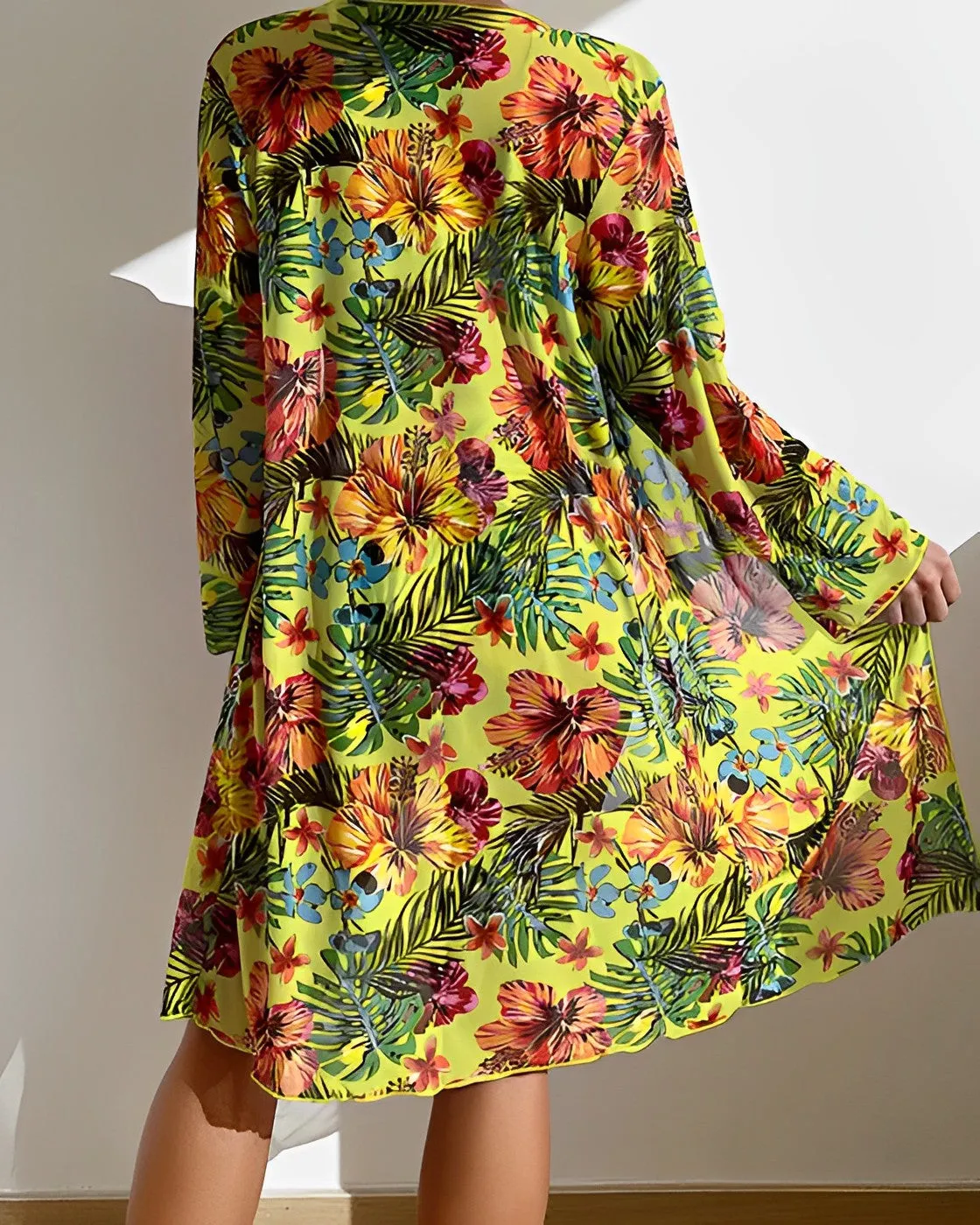 Bittor® | Tropical Print Cover Up Bikini Set