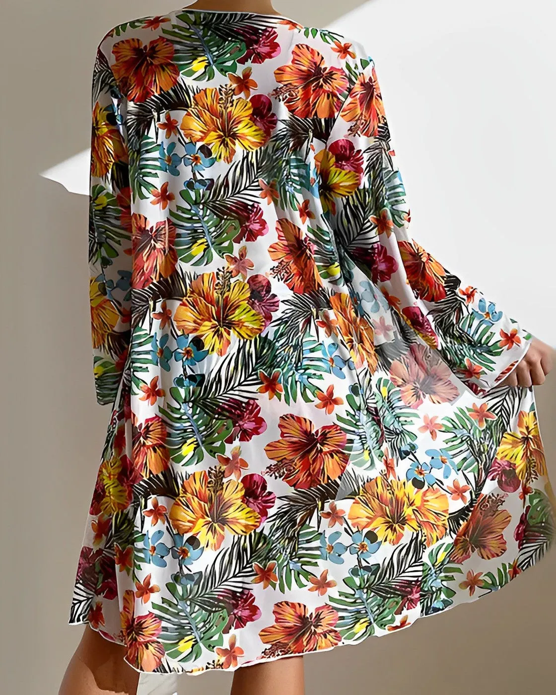 Bittor® | Tropical Print Cover Up Bikini Set