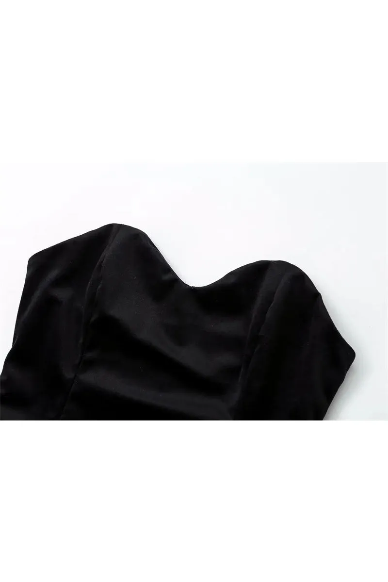 BK714 Velvet Strapless Pleated Mini Dress