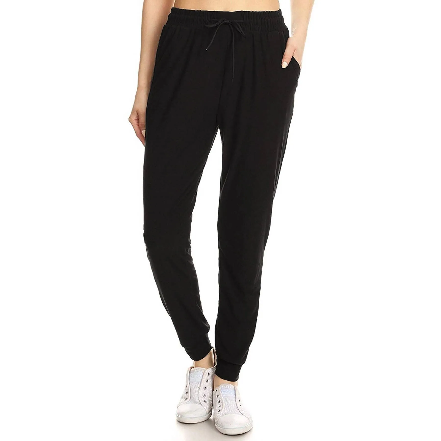 Black Buttery Soft Solid Joggers with Drawstring
