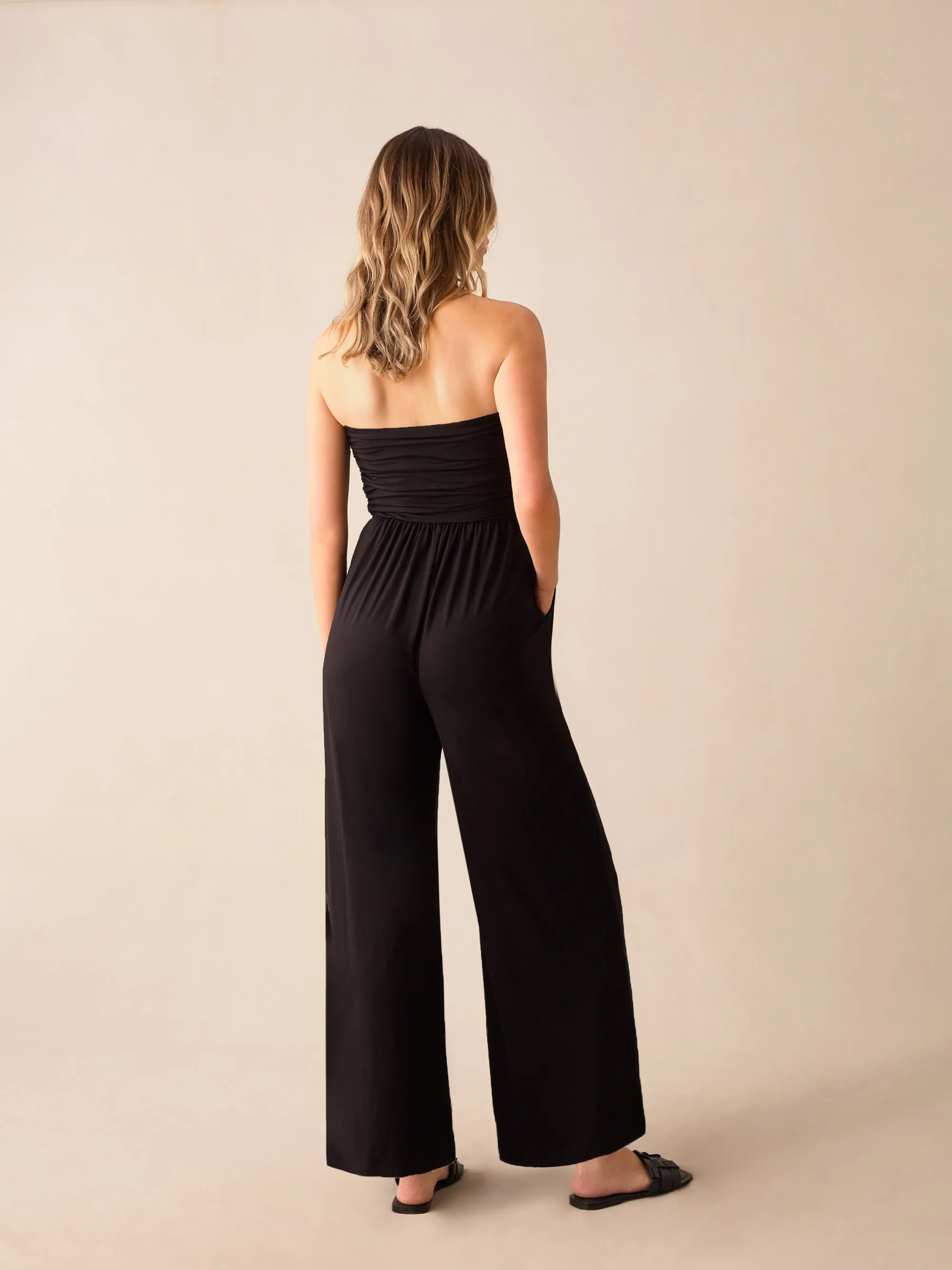 Black Jersey Bandeau Jumpsuit