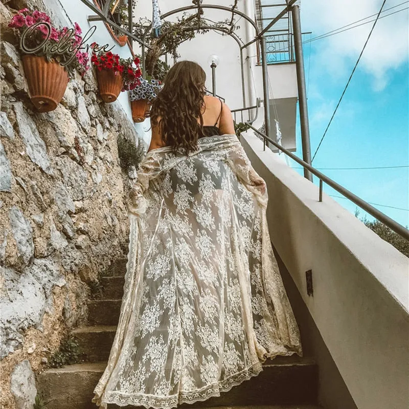 Black Lace Maxi Dress Cardigan