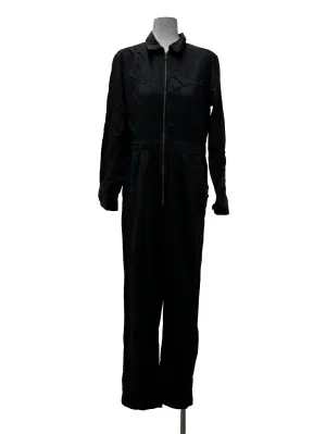 Black Washed Front Zip Jumpsuit