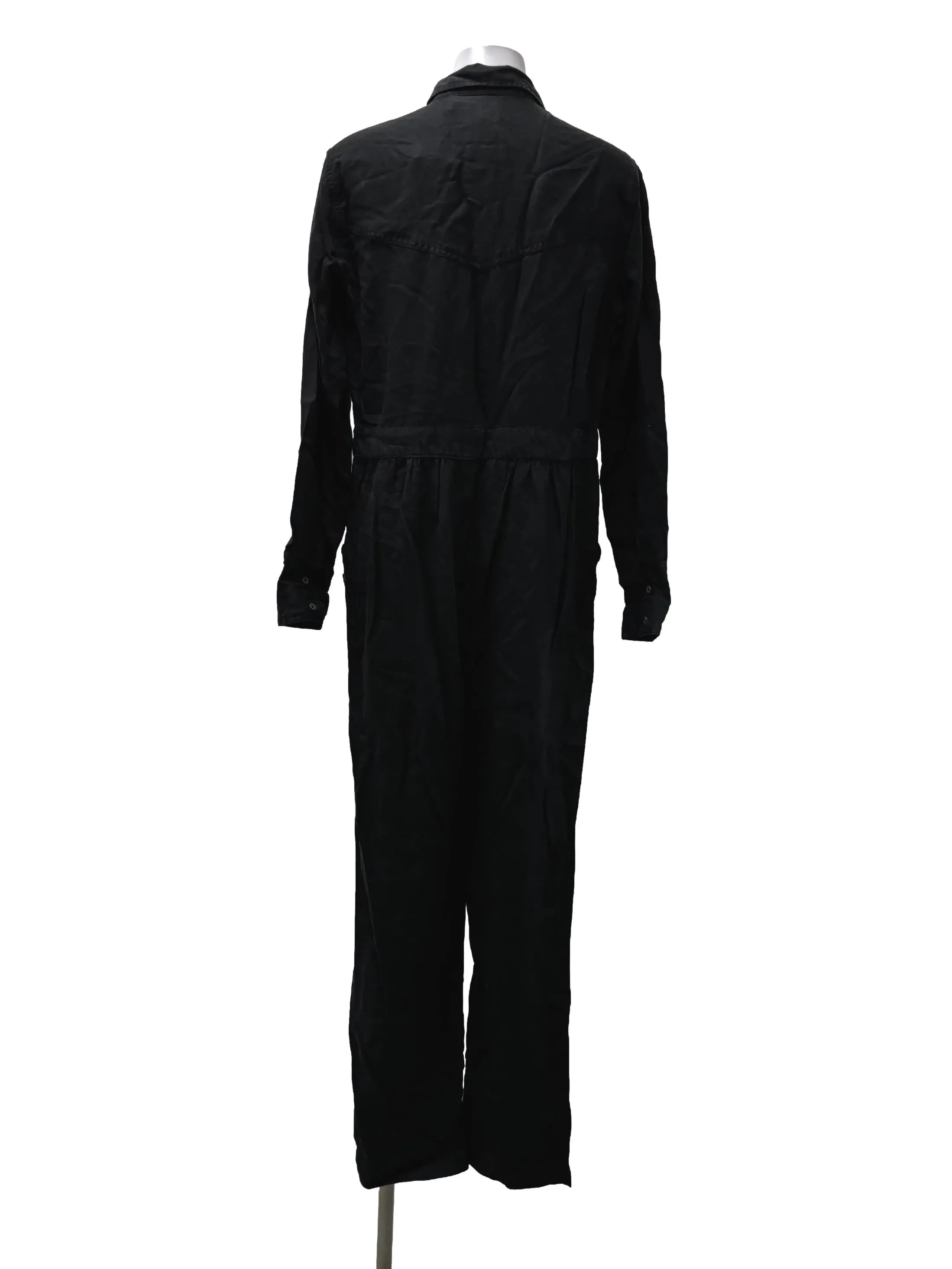 Black Washed Front Zip Jumpsuit