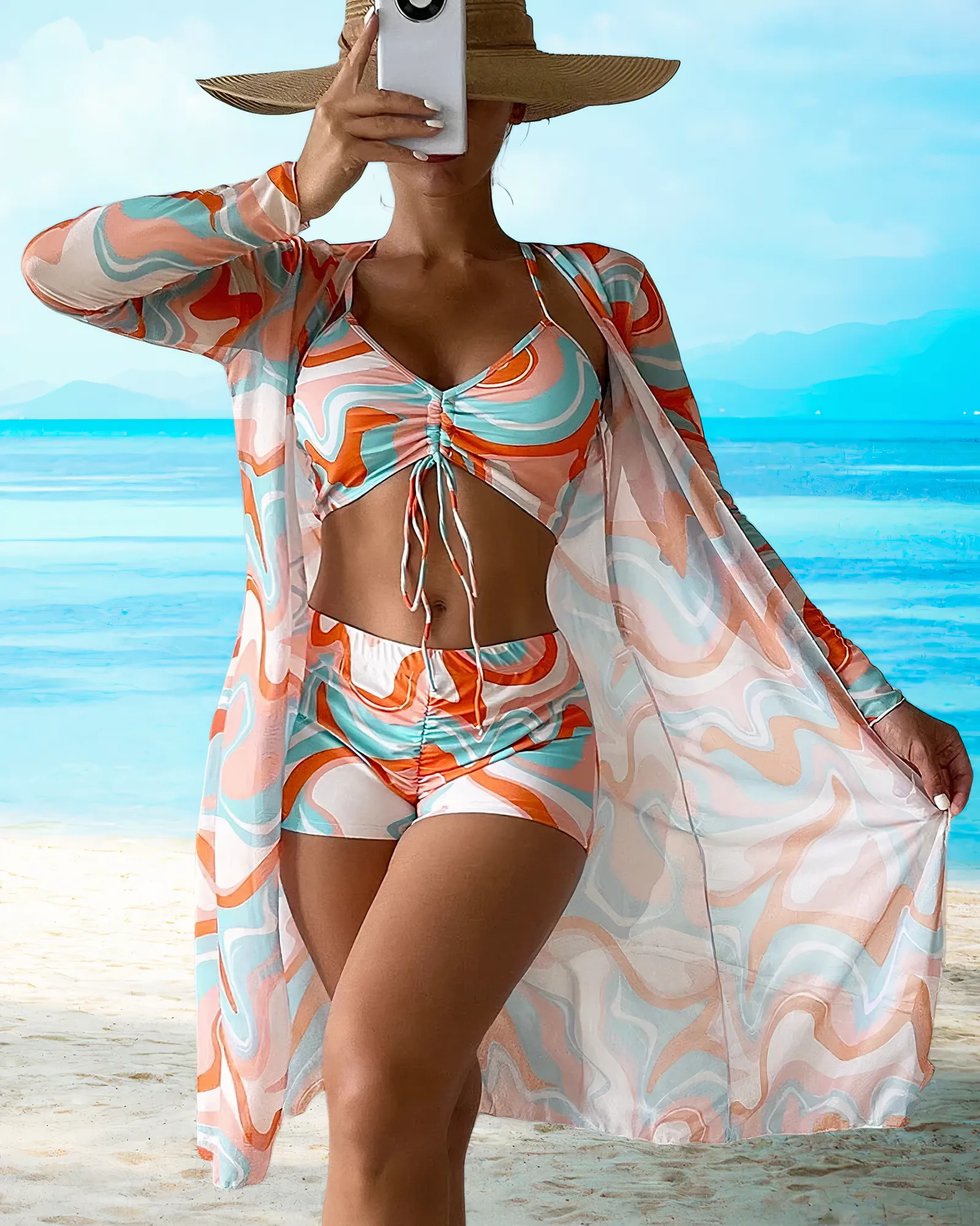 Blessing® | High-Waisted Bikini Set With Cover-Up