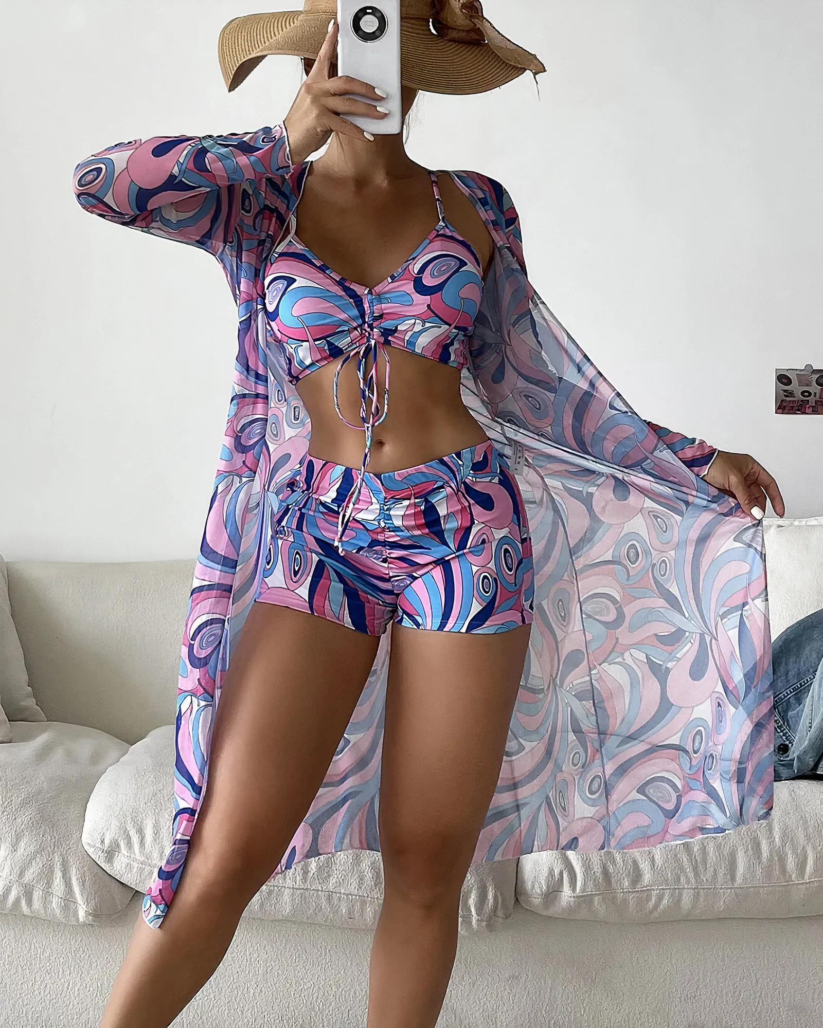 Blessing® | High-Waisted Bikini Set With Cover-Up