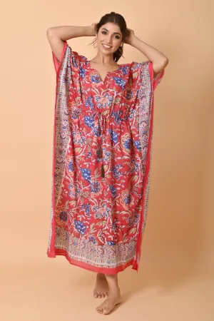 Block Print Cotton Long Bohemian Kaftan Dress
