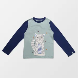 Blue Leopard Applique Top