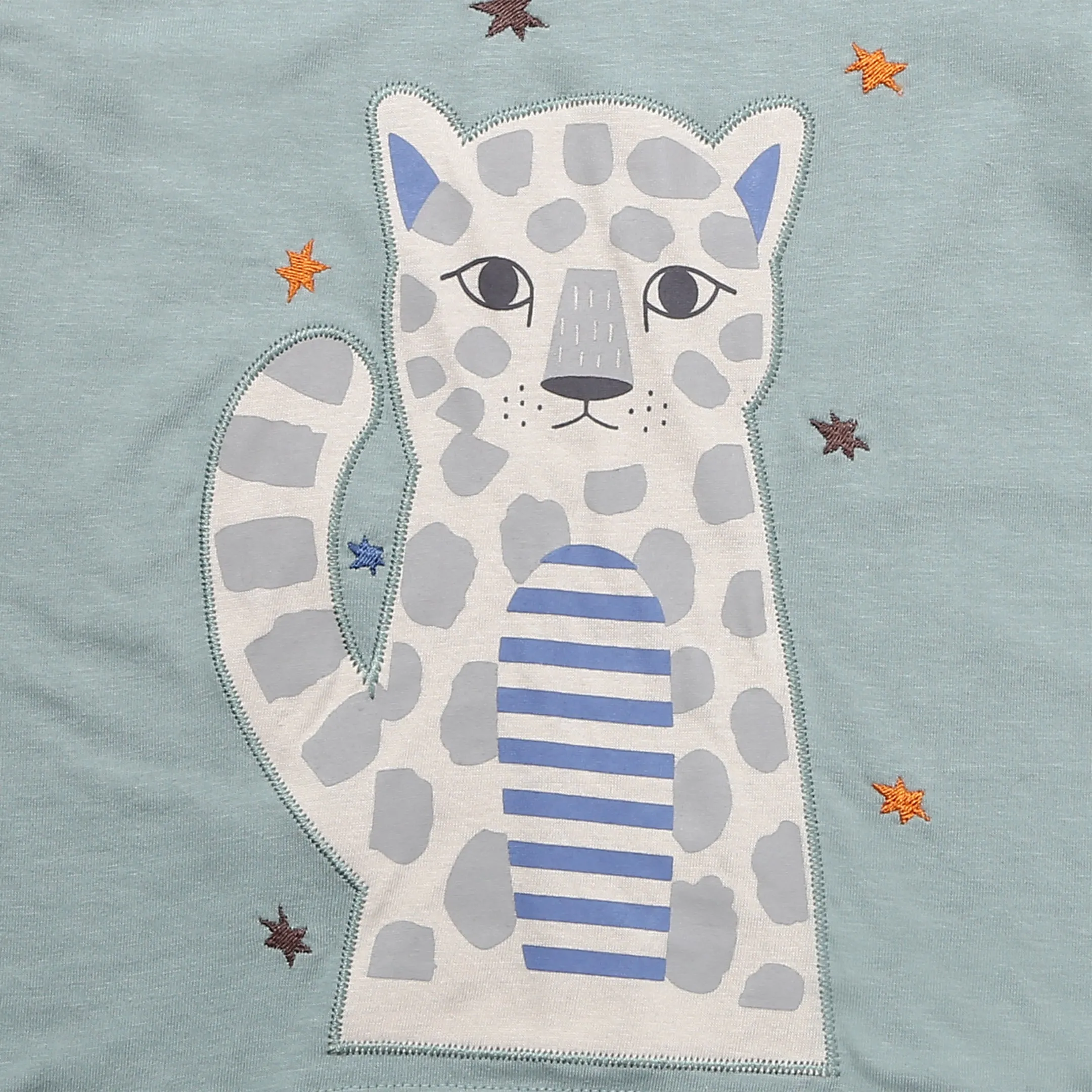 Blue Leopard Applique Top