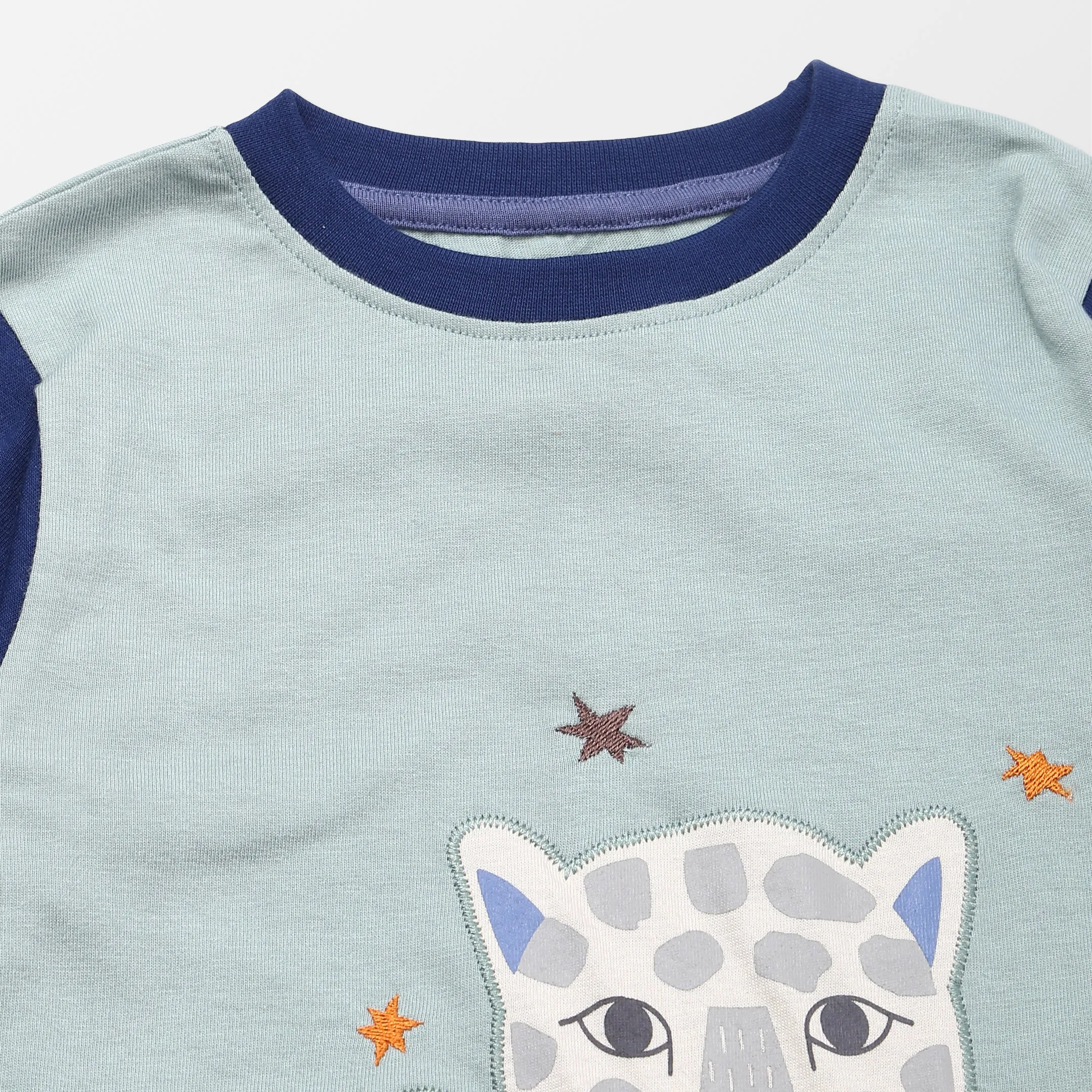 Blue Leopard Applique Top
