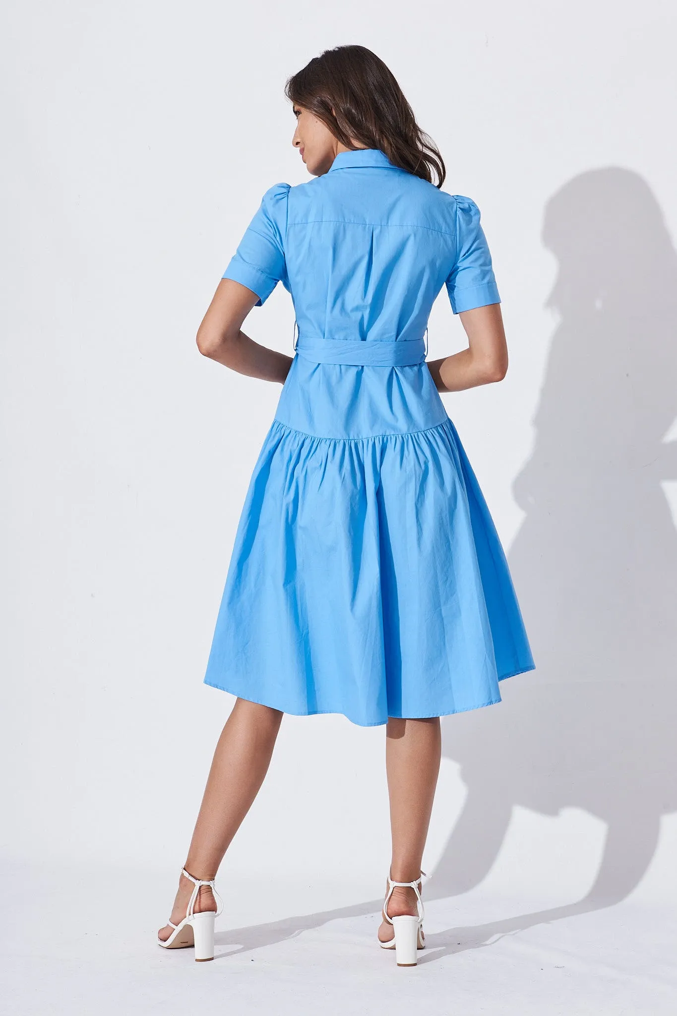 Blue Midi Shirt Dress by Annmarie