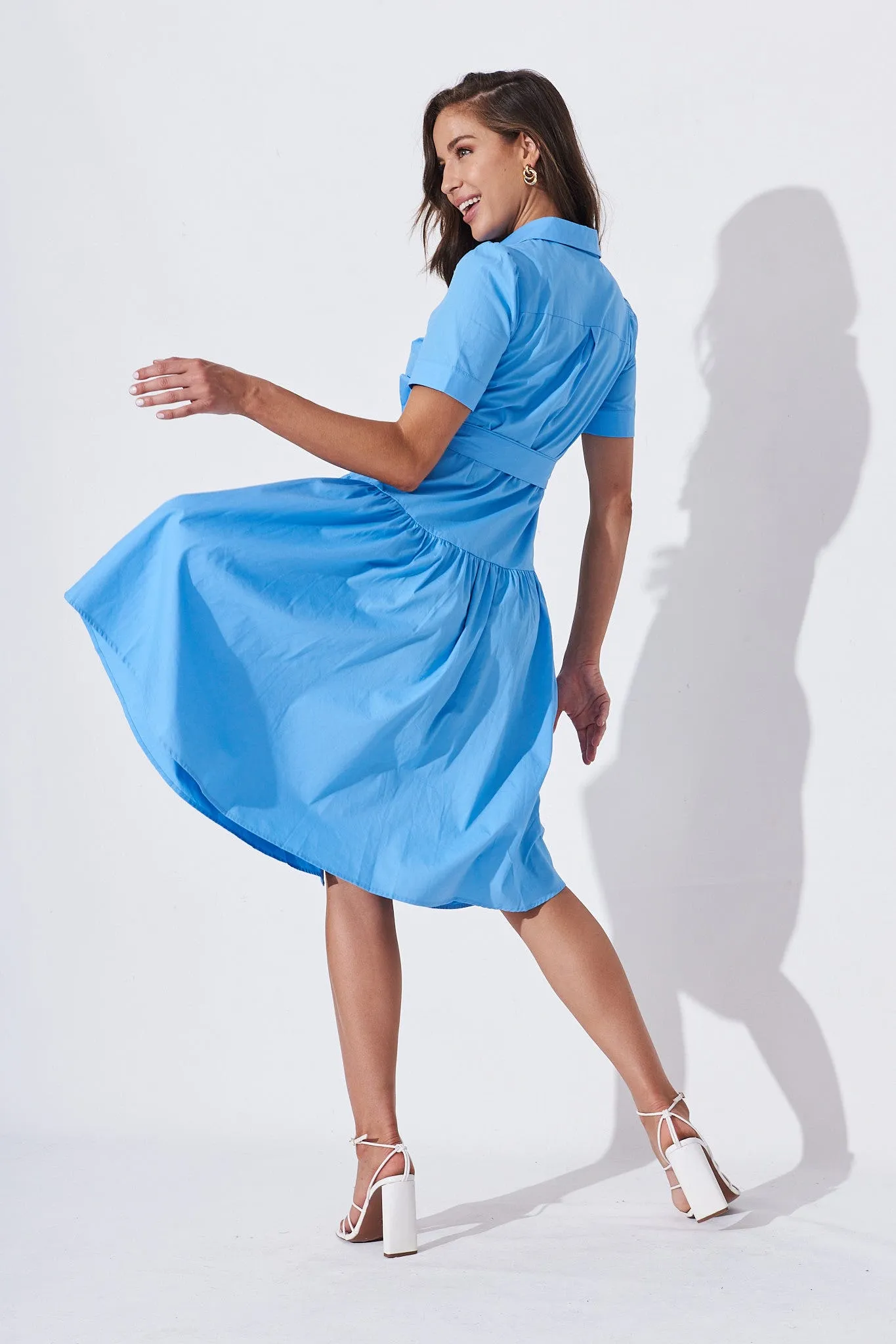 Blue Midi Shirt Dress by Annmarie