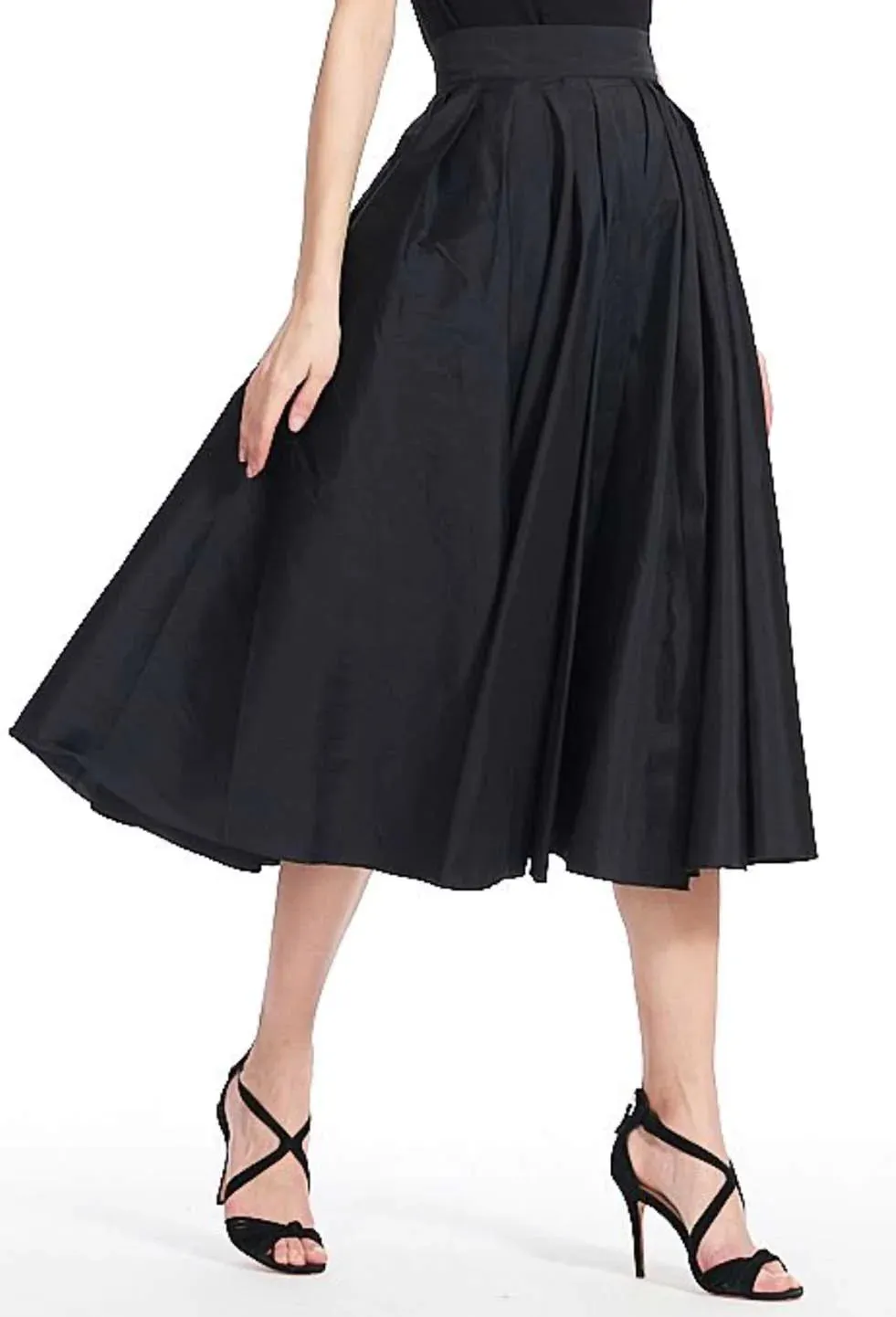 BLUSH TAFFETA TEA LENGTH MIDI SKIRT
