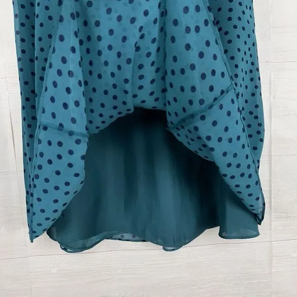 Boden Serena Midi Skirt US 4P Green Polka Dot Chiffon Flare A Line Flowy NWT