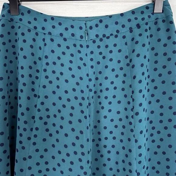 Boden Serena Midi Skirt US 4P Green Polka Dot Chiffon Flare A Line Flowy NWT