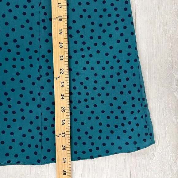 Boden Serena Midi Skirt US 4P Green Polka Dot Chiffon Flare A Line Flowy NWT