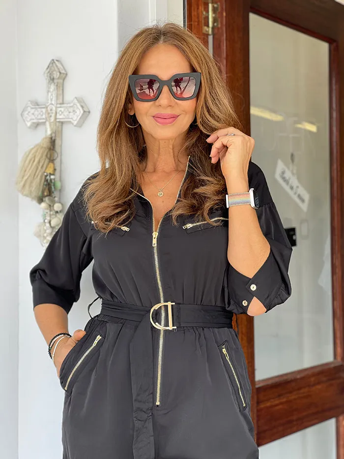 Boiler Jumpsuit - Black Silky