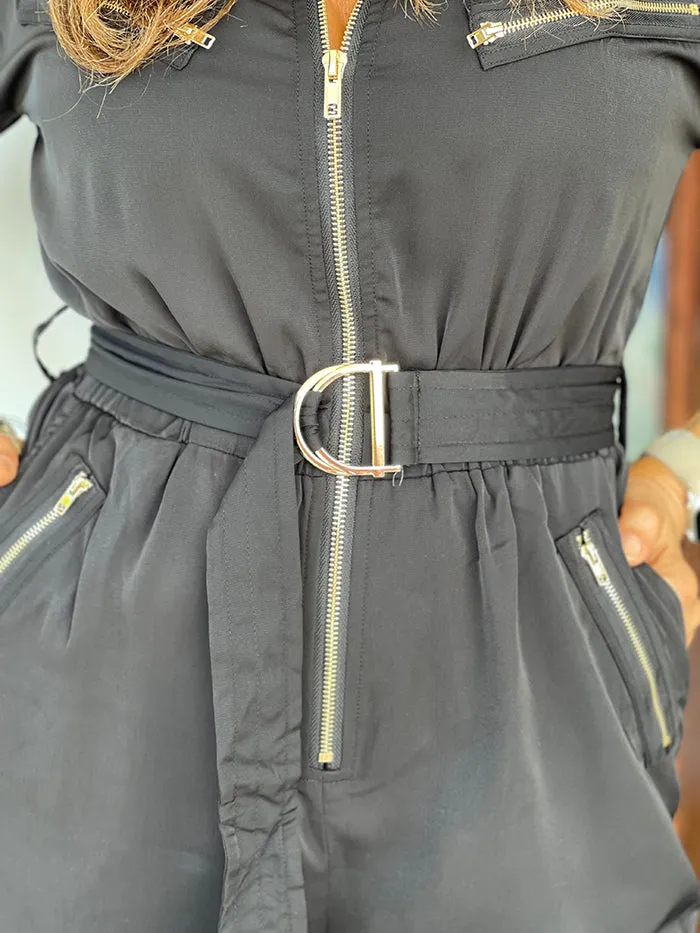 Boiler Jumpsuit - Black Silky