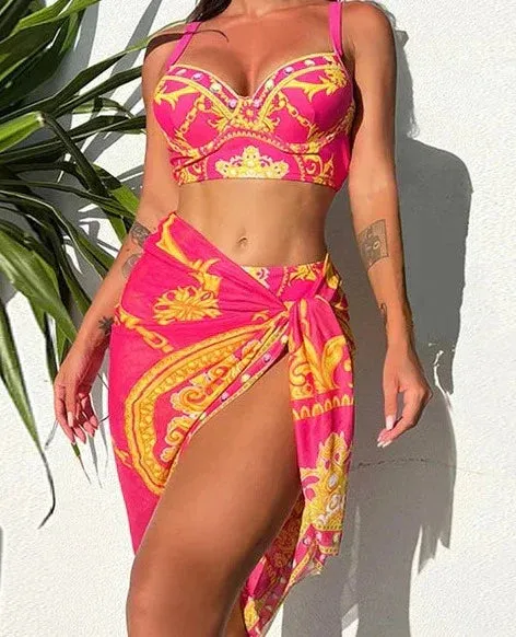 Borghild® | Bohemian Push-Up Swimwear With Cover-Up