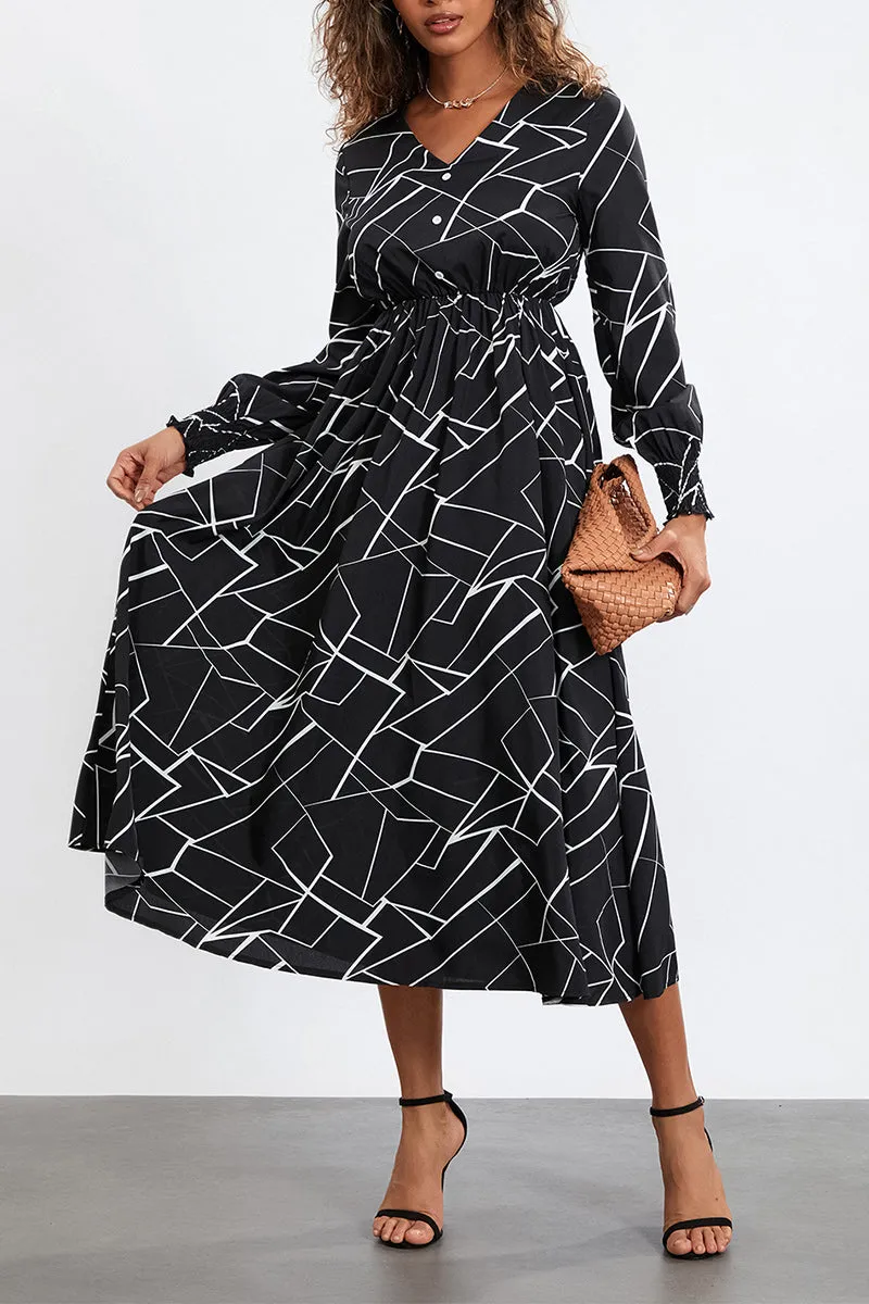 BR3306 Geo Graphic Midi Dress