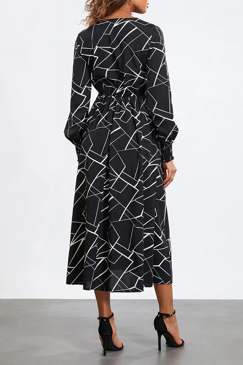 BR3306 Geo Graphic Midi Dress