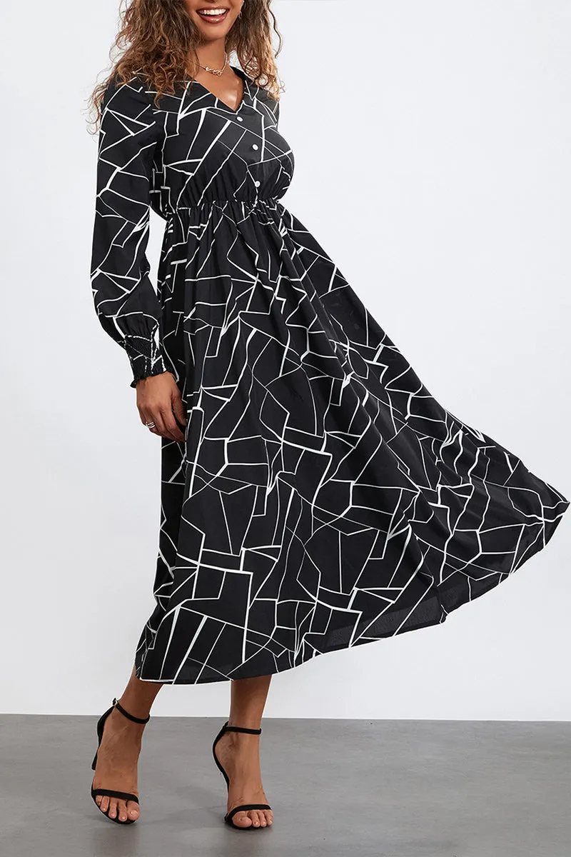 BR3306 Geo Graphic Midi Dress