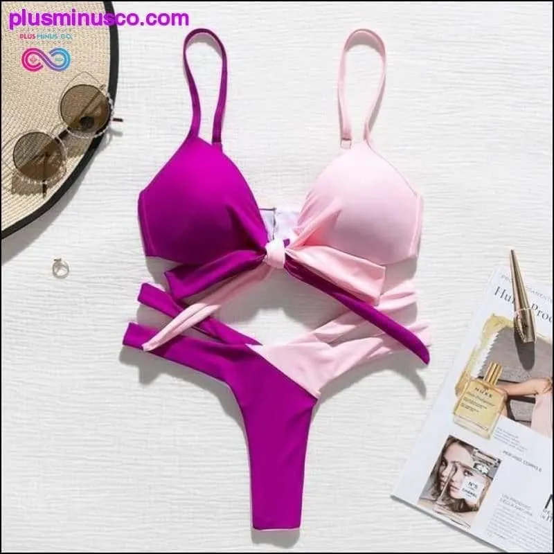 Brazilian Neon Bandage Push-Up High Cut Swimsuit