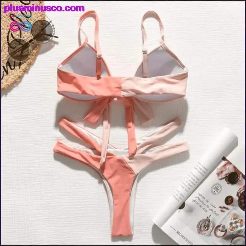 Brazilian Neon Bandage Push-Up High Cut Swimsuit