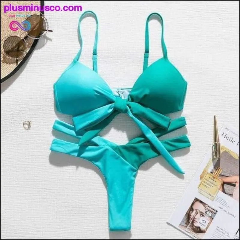 Brazilian Neon Bandage Push-Up High Cut Swimsuit