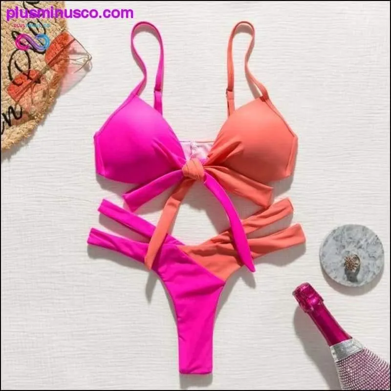 Brazilian Neon Bandage Push-Up High Cut Swimsuit