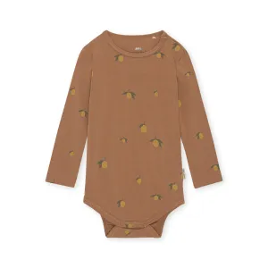 Brown Long Sleeve Lemons Bodysuit