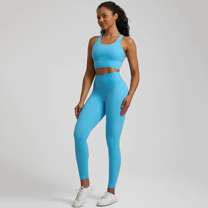 Buttery Soft 2-Piece Yoga Set for Women - Strappy Sports Bra and High Waist Leggings