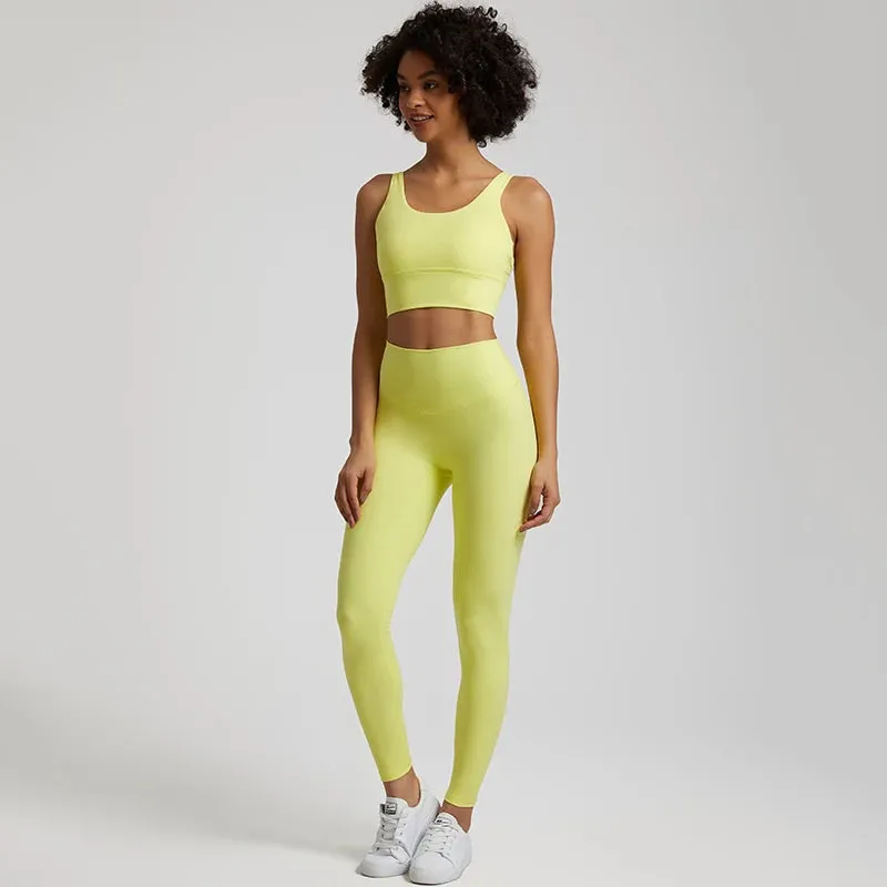 Buttery Soft 2-Piece Yoga Set for Women - Strappy Sports Bra and High Waist Leggings