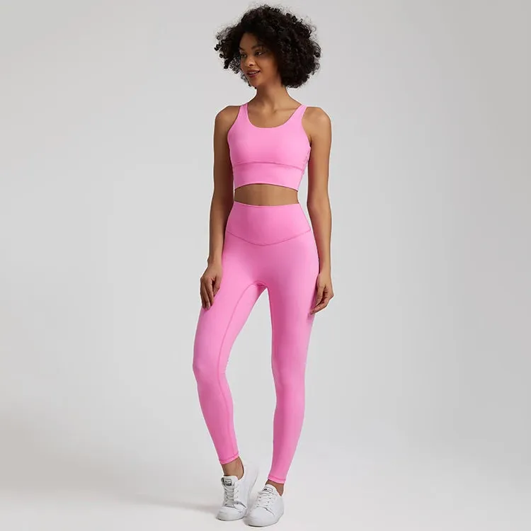 Buttery Soft 2-Piece Yoga Set for Women - Strappy Sports Bra and High Waist Leggings