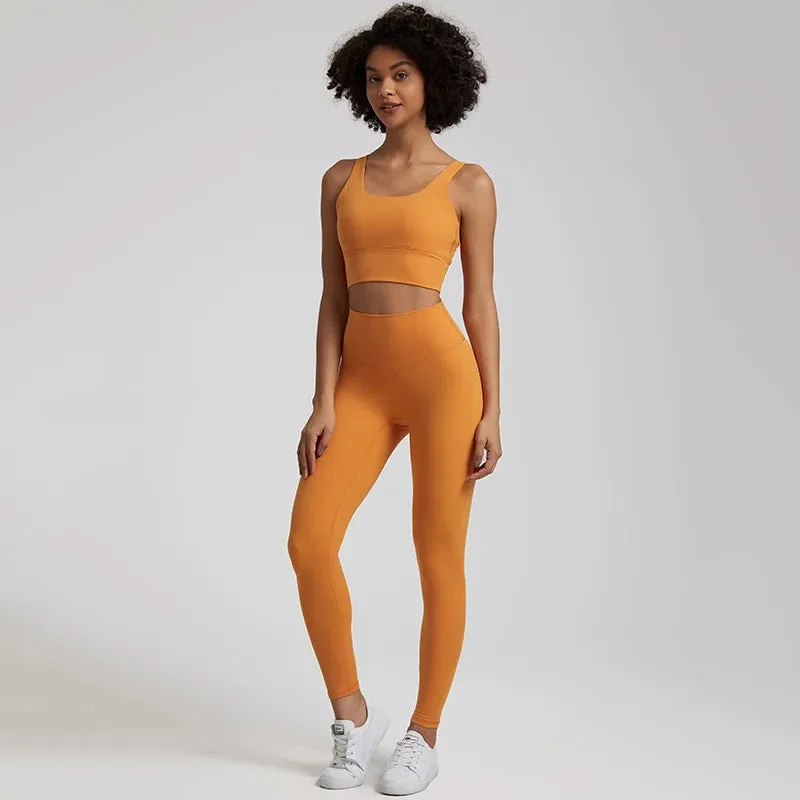 Buttery Soft 2-Piece Yoga Set for Women - Strappy Sports Bra and High Waist Leggings