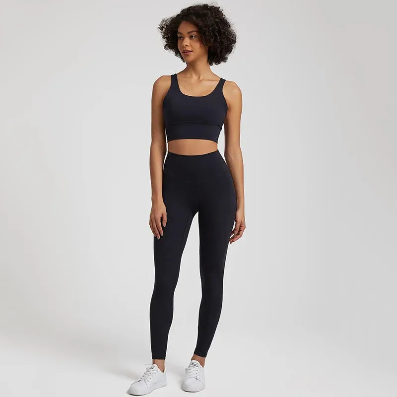Buttery Soft 2-Piece Yoga Set for Women - Strappy Sports Bra and High Waist Leggings
