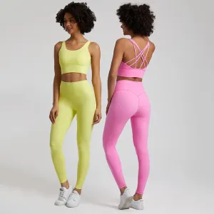 Buttery Soft 2-Piece Yoga Set for Women - Strappy Sports Bra and High Waist Leggings