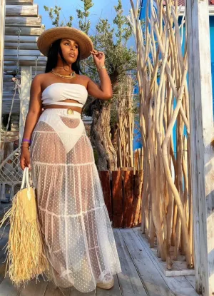 Cabo | White Polka Dot Cover Up Skirt
