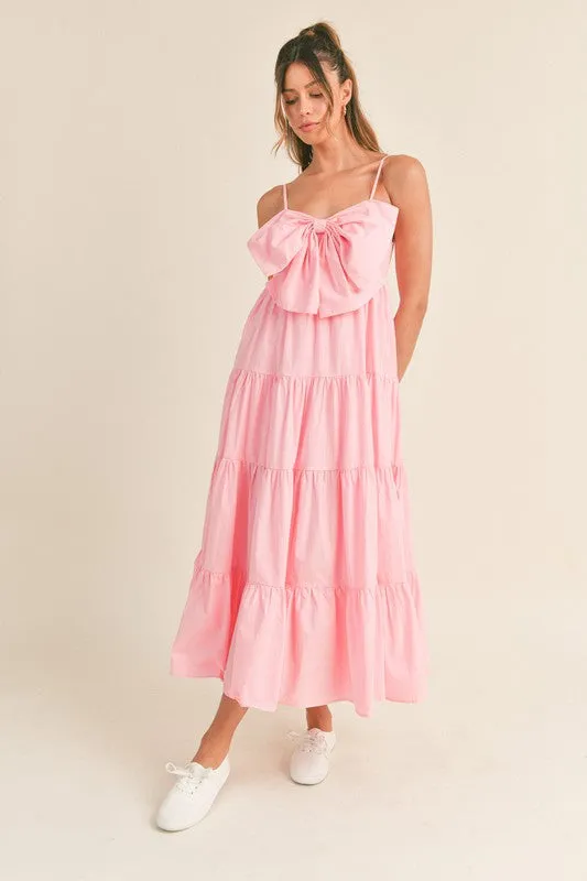 Candy PInk Big Bow Midi Dress